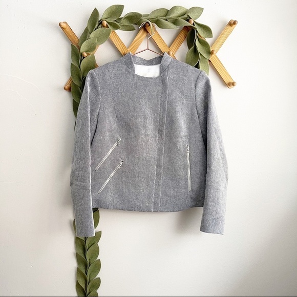 Dennis Merotto Linen Blend Moto Jacket - Picture 2 of 6